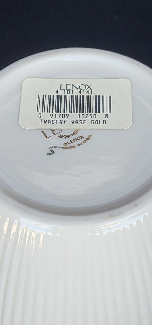 Signed lenox Tracery gold rim VASE