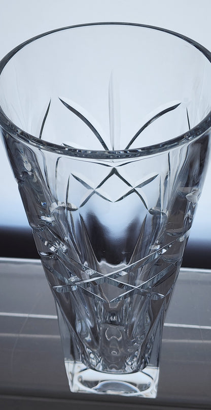 Hand Cut 24% lead crystal vase with space for etching Award