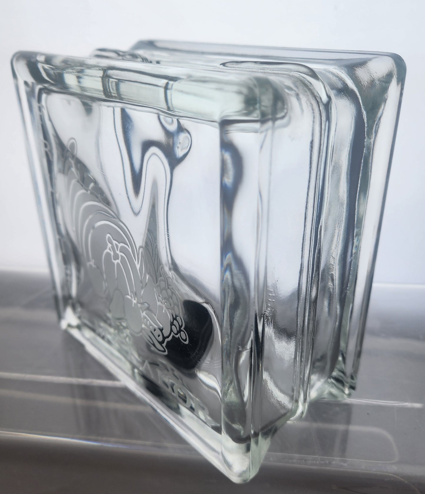 Glass money bank etched "Fruit of My Labor"