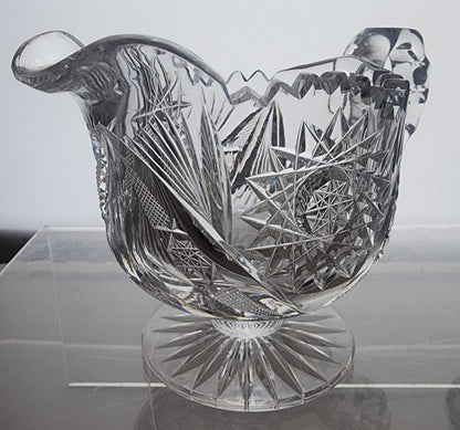 Sugar and creamer on pedestal American Brilliant Period Cut Glass Antique