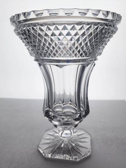 Cut glass flower vase flared pedestal
