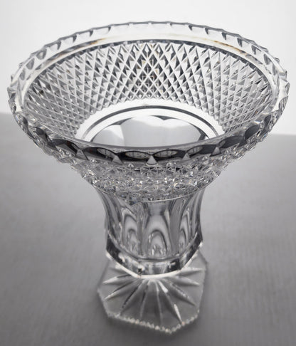 Cut glass flower vase flared pedestal