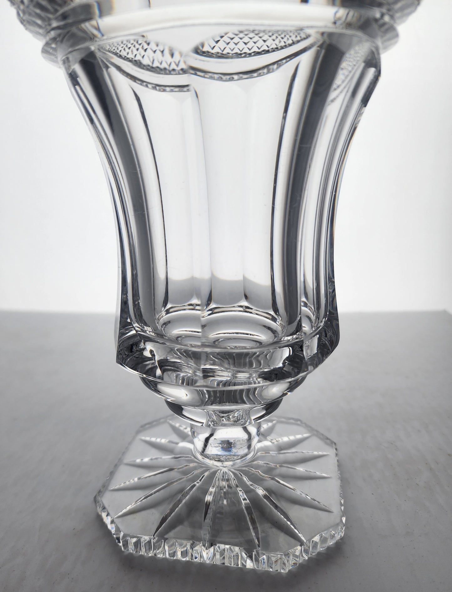 Cut glass flower vase flared pedestal