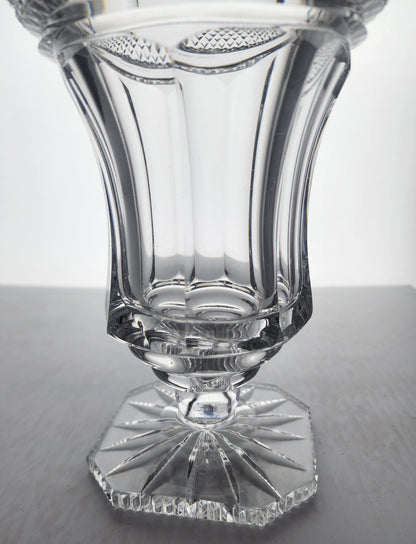Cut glass flower vase flared pedestal