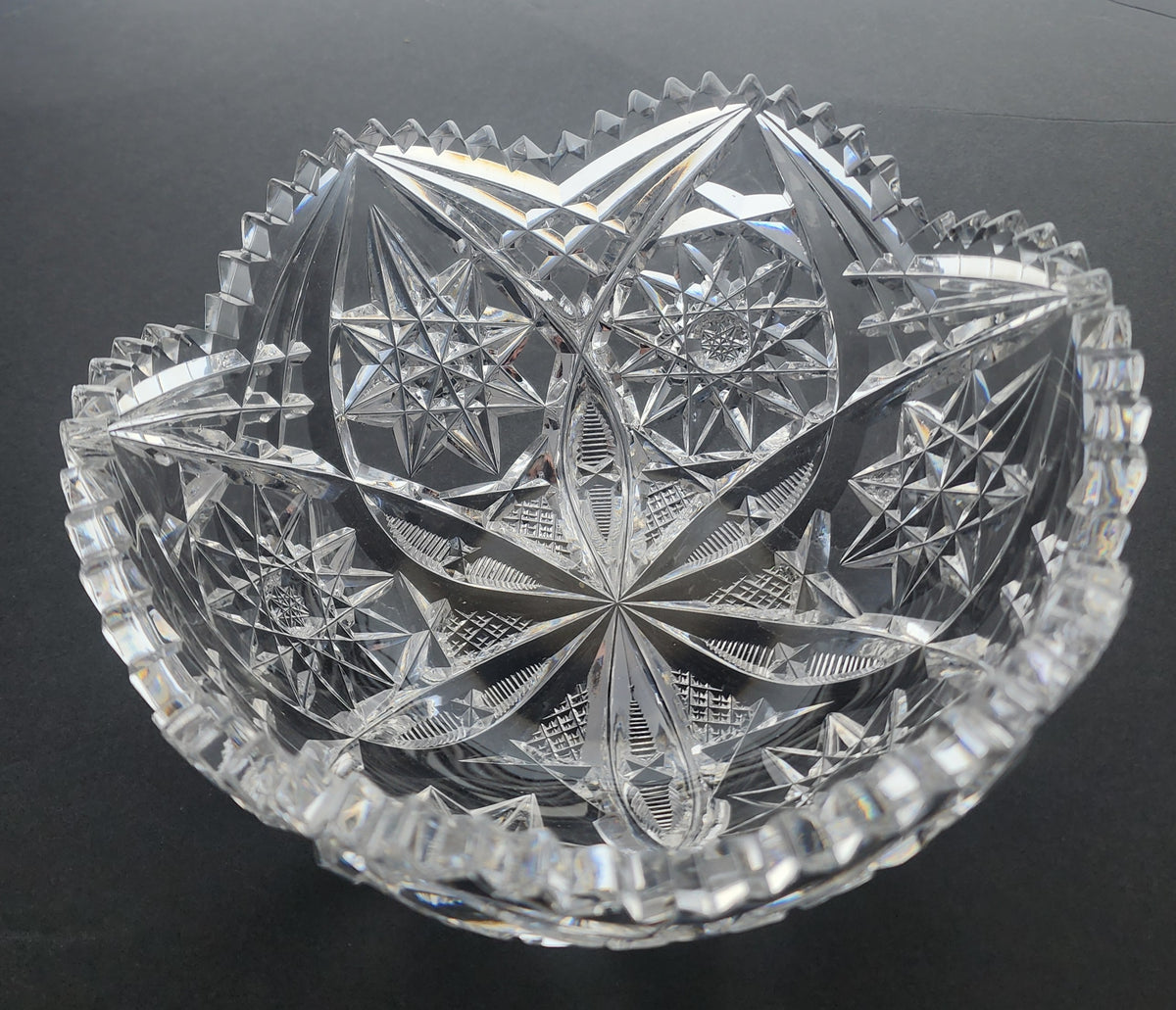 ABP cut glass signed Hawkes bowl American tg112
