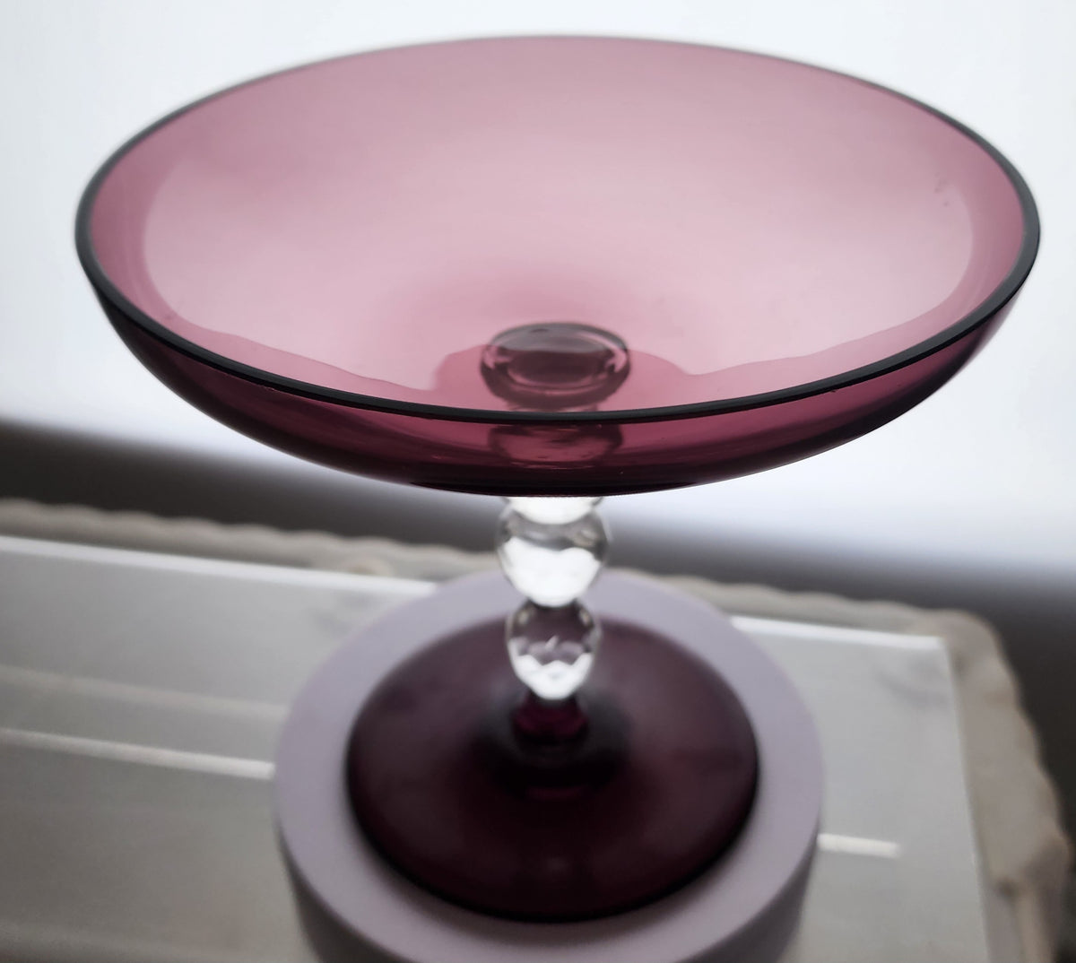 Amethyst vintage glass compote