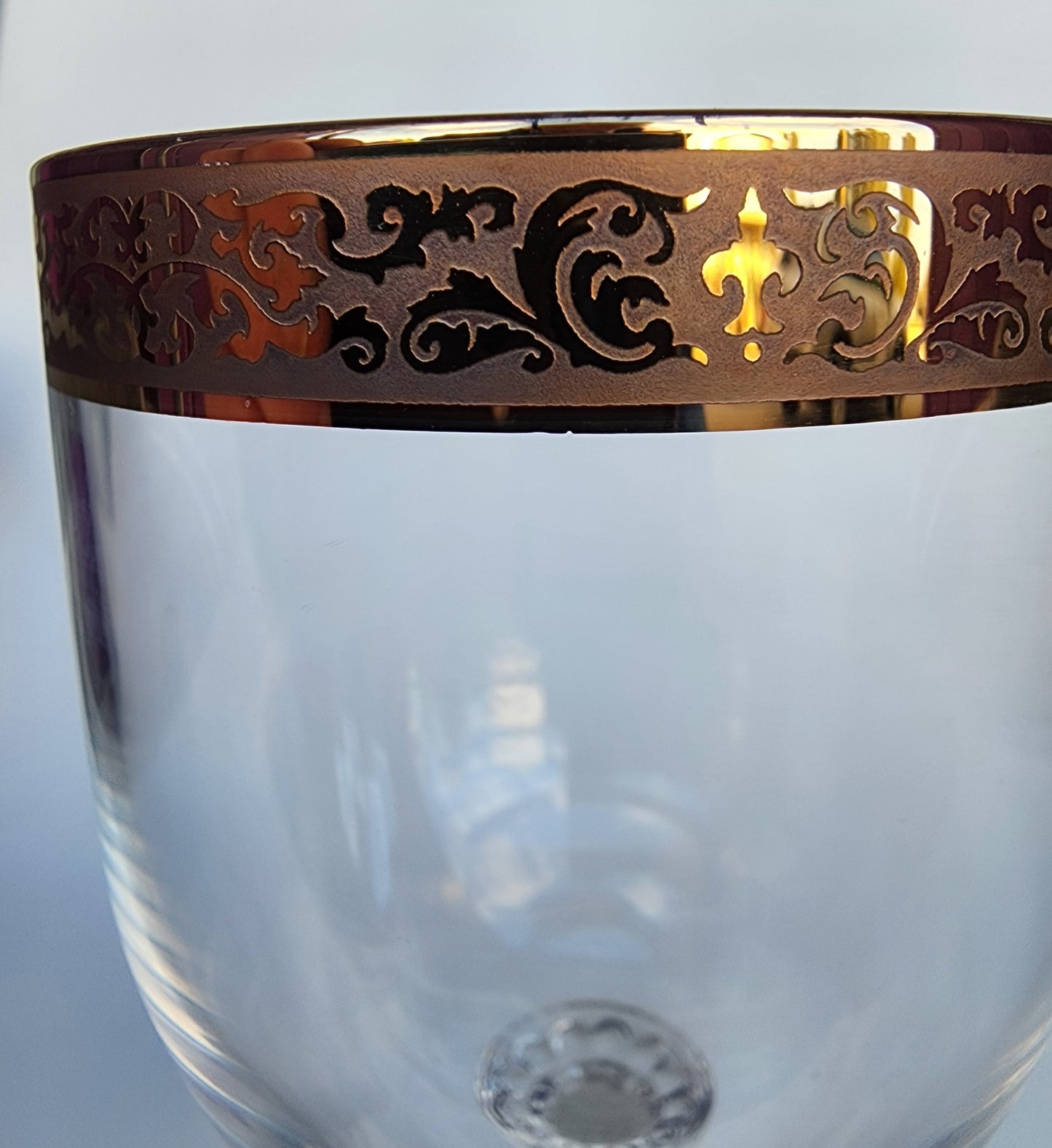 Pair Autumn wine glass Lenox USA crystal Signed