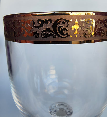 Pair Autumn wine glass Lenox USA crystal Signed