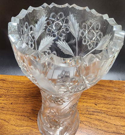 Cut glass corset vase antique