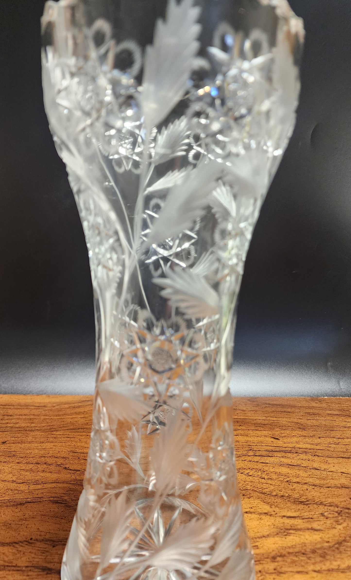 Cut glass corset vase antique