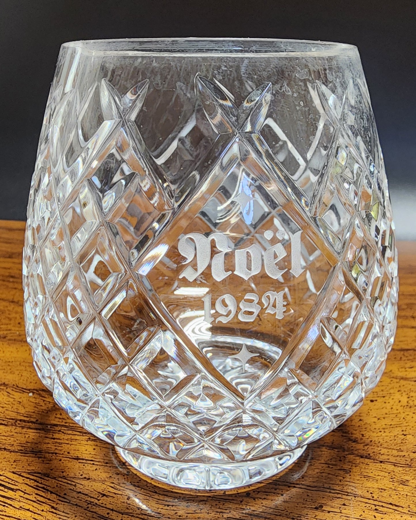 Crystal votive Hand blown Noel 1984.Made in USA