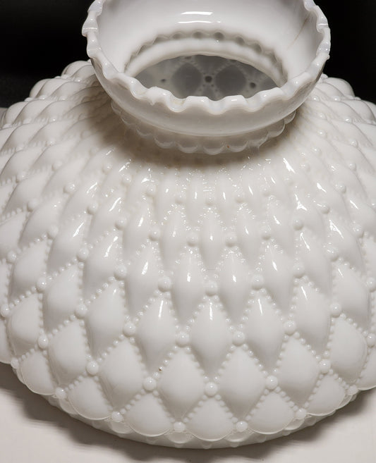 Glass lamp shade white quilt lace