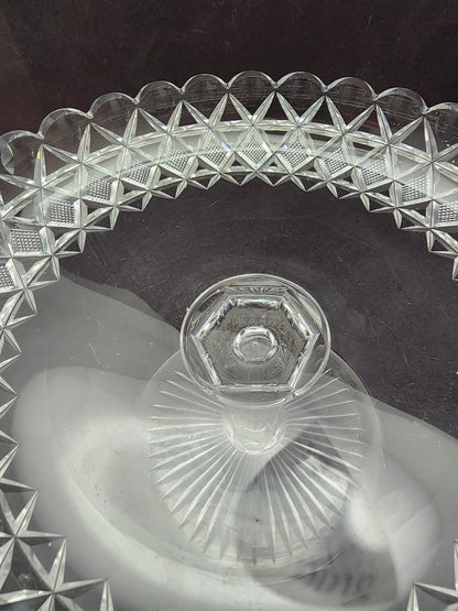American Brilliant Period Cut Glass compote, Antique c11925
