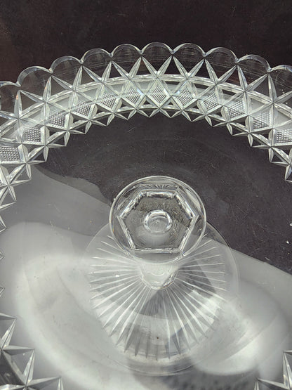 American Brilliant Period Cut Glass compote, Antique c11925