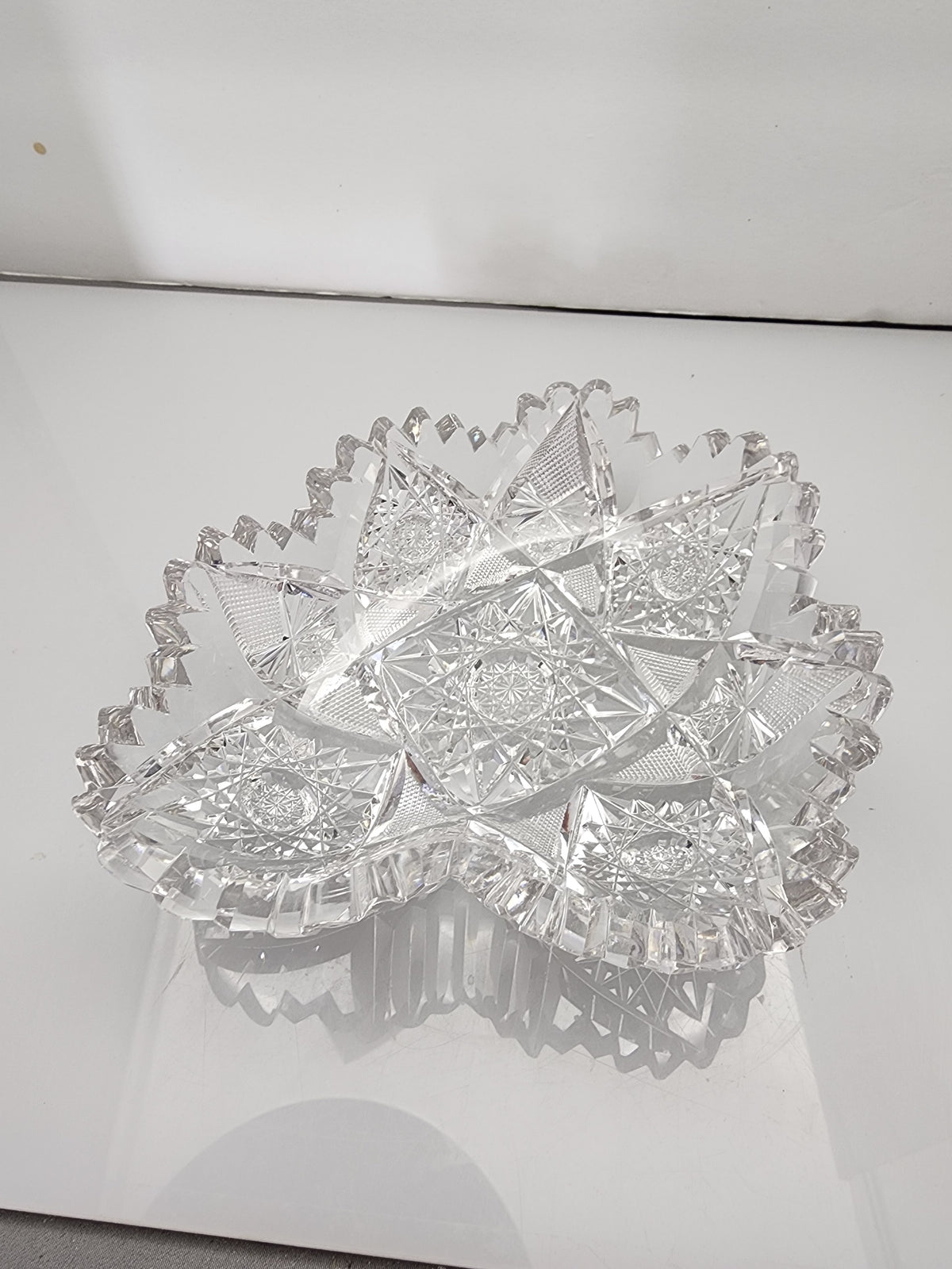 ABP cut glass odd shape dish