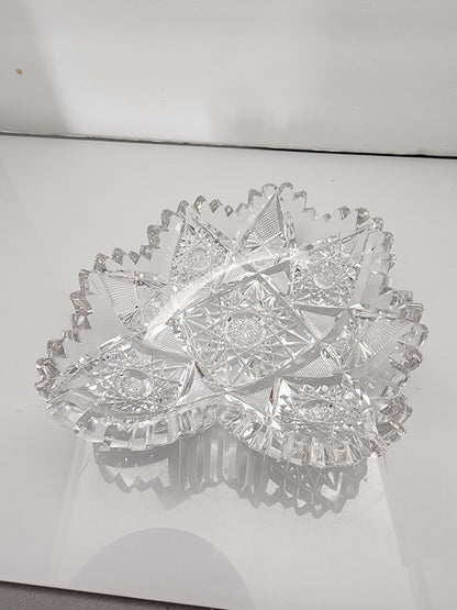 ABP cut glass odd shape dish