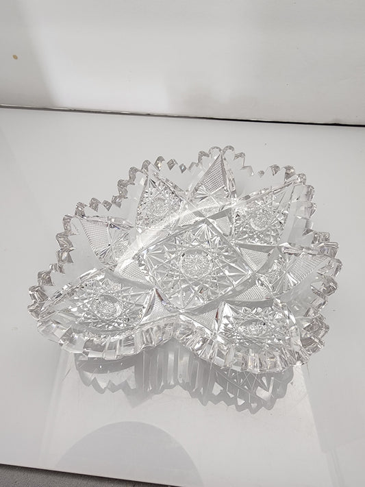 ABP cut glass odd shape dish