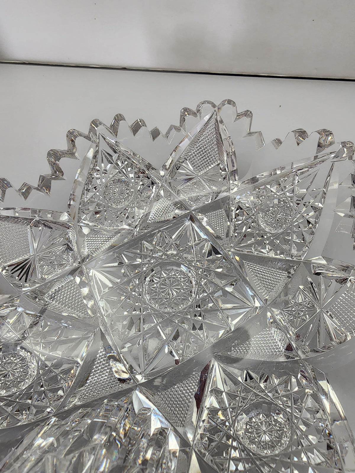 ABP cut glass odd shape dish