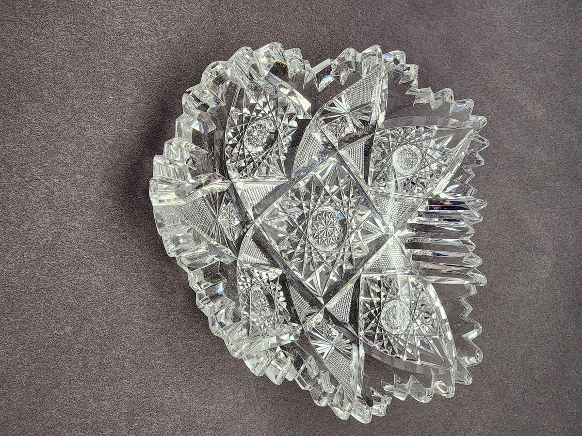 ABP cut glass odd shape dish