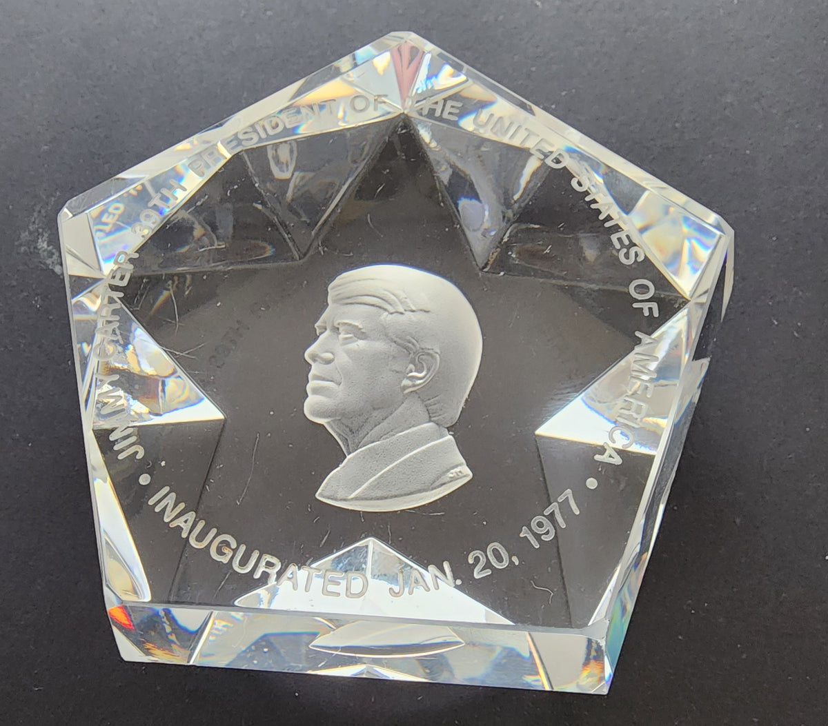 JIMMY Carter 1977  Inauguration paperweight, Star shaped