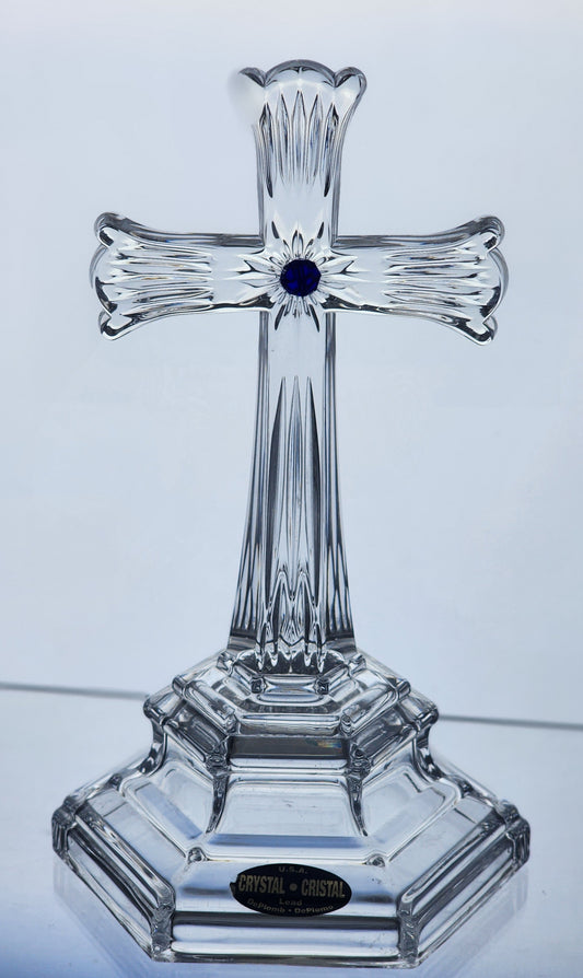 Crystal cross blue jewel Great gift Made in USA