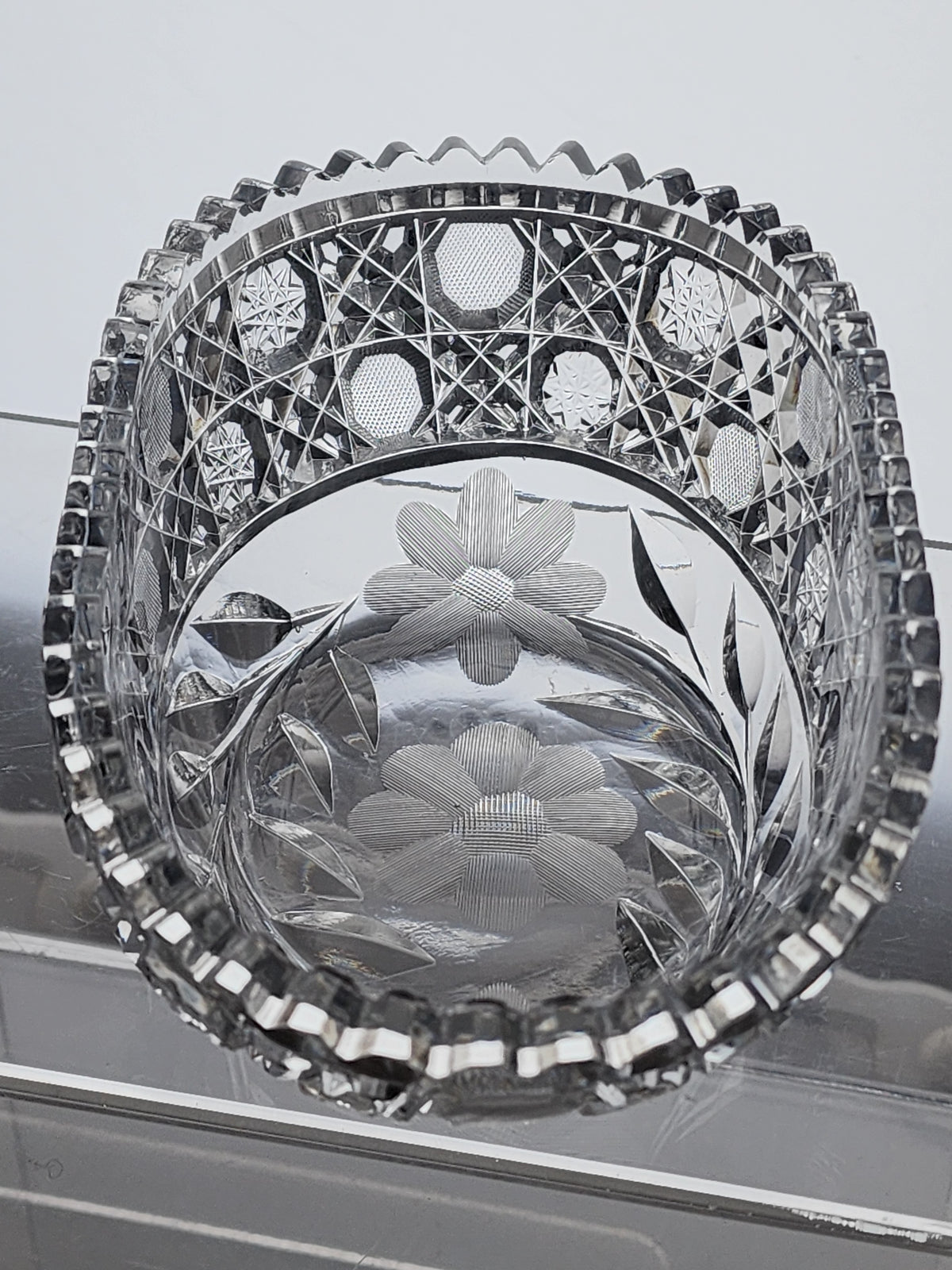 ABP cut glass oval bowl
