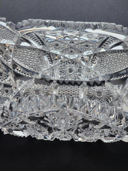 ABP Crystal Cut Glass Marcella Libbey oval folded tray