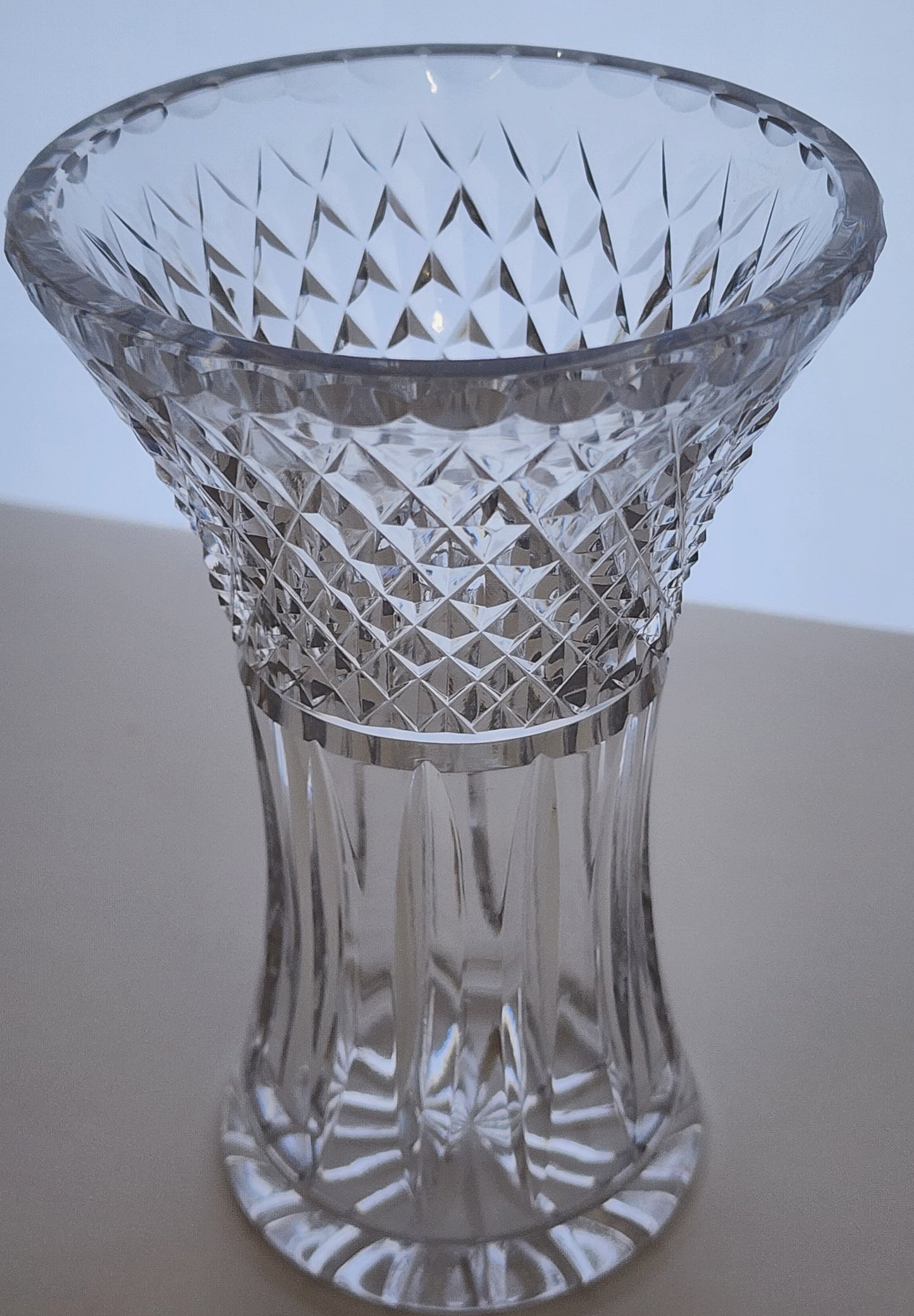 Hand cut glass vase