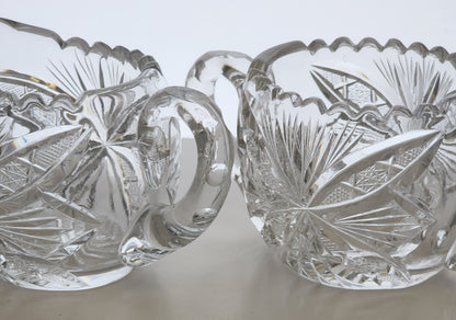 American Brilliant Period Cut Glass 2 handle large sugar Antique  abp hand cut