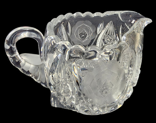 HAND  CUT GLASS creamer ROSE Ch