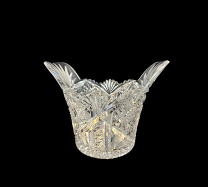 ABP cut glass handle ice tub Antique crystal Made in USA tg