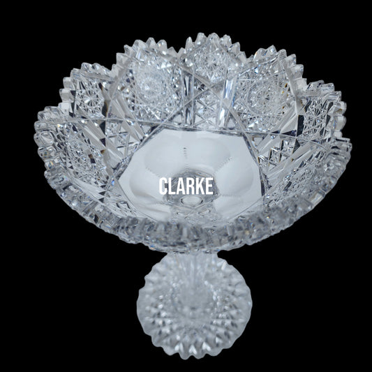Signed Clark American Brilliant Period Cut Glass compote