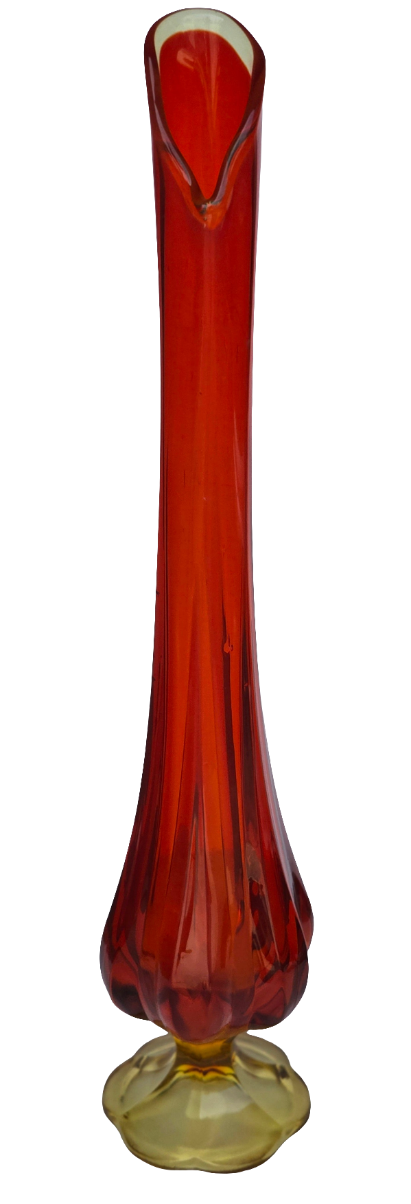 Viking vintage red Glass swung 20" vase