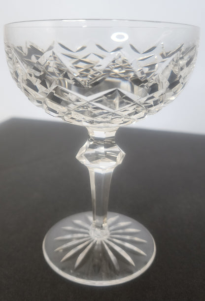 Pair Signed Waterford Hand Cut glass Powerscourt dessert champagne