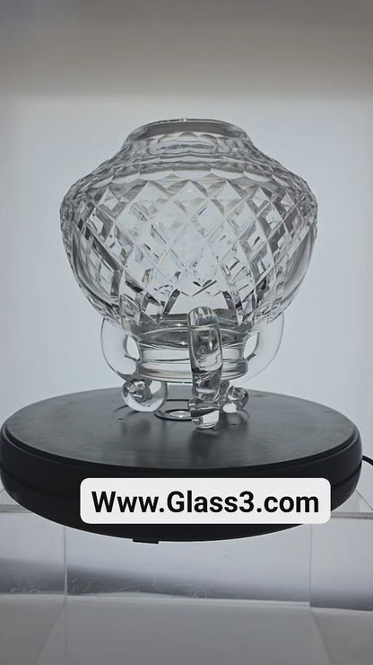Hand cut glass rose globe one of a kind