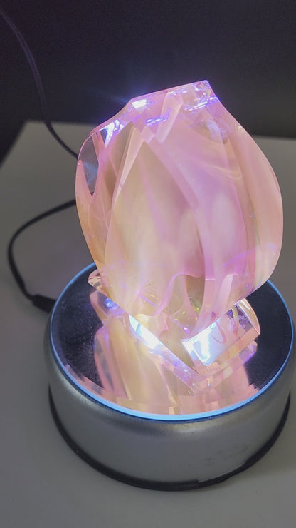 Hand crafted art glass flame paperweight