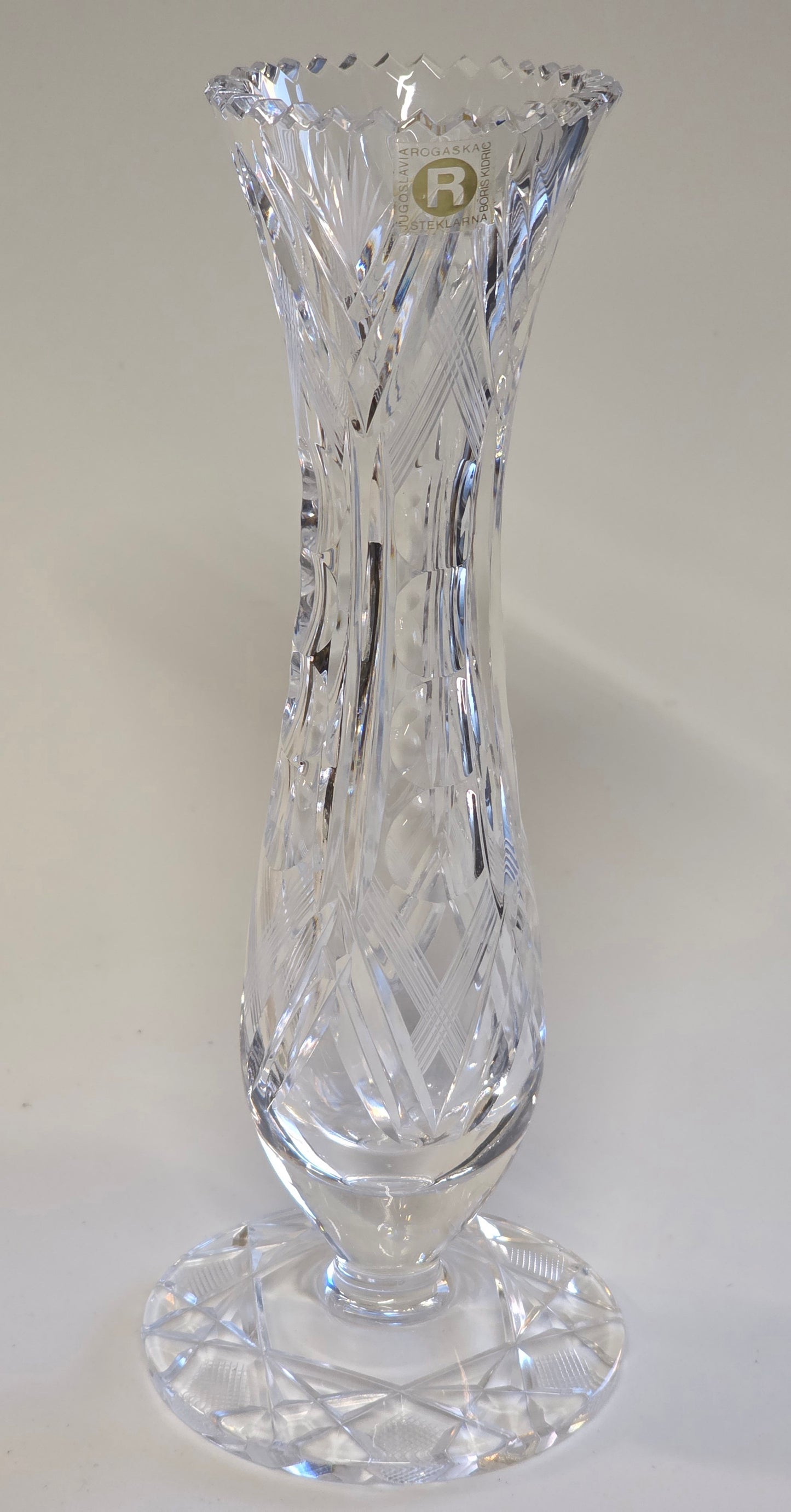 Rogaska Hand Cut glass footed vase 24% lead crystal