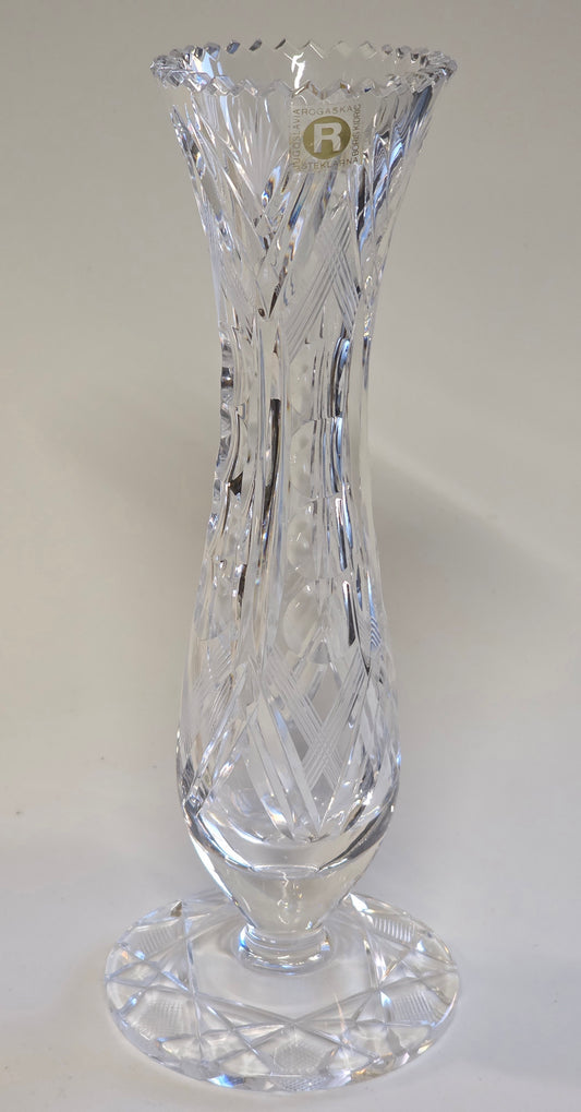 Rogaska Hand Cut glass footed vase 24% lead crystal