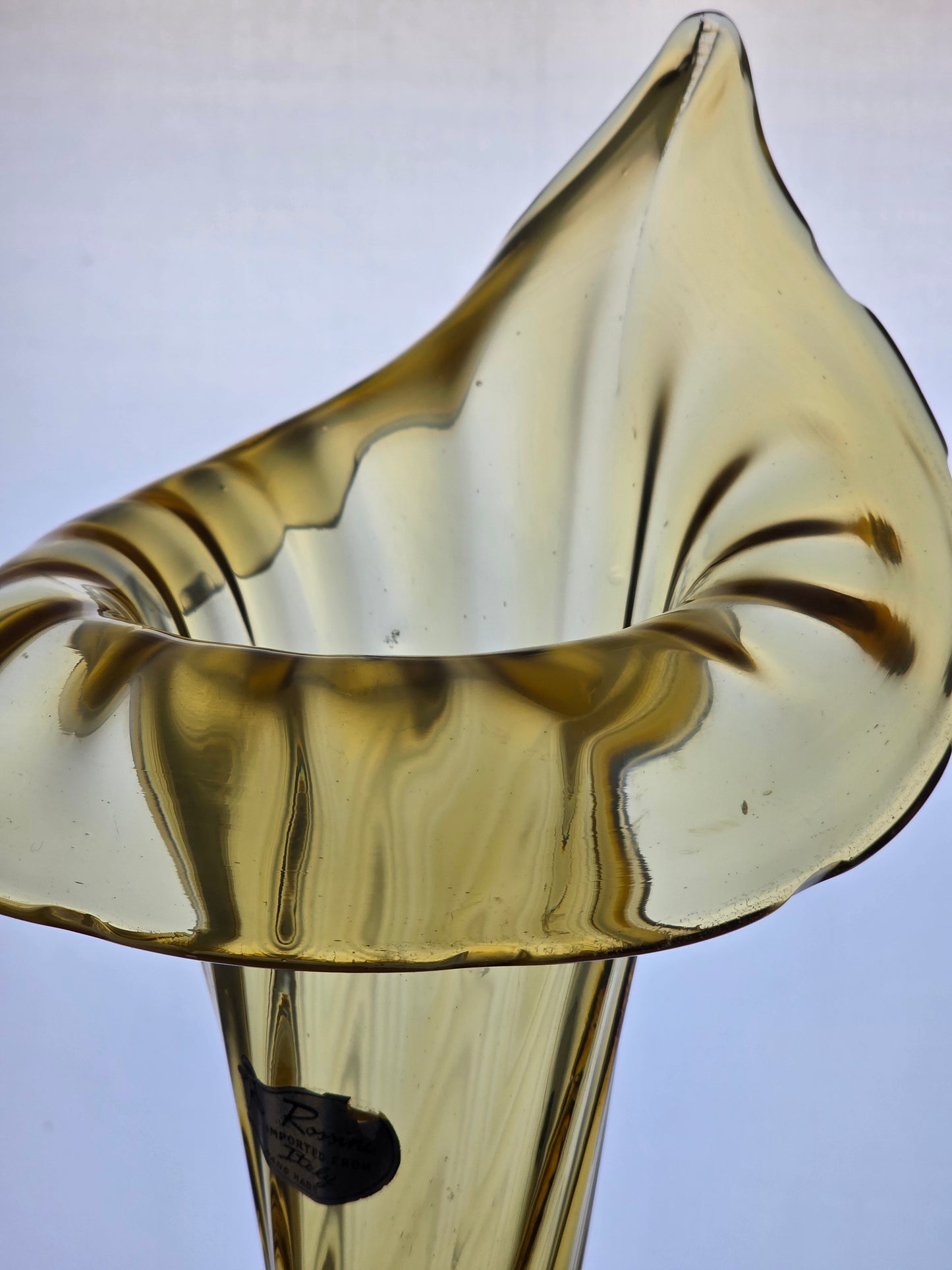 Jack in the pulpit Rossini amber glass vase Italy