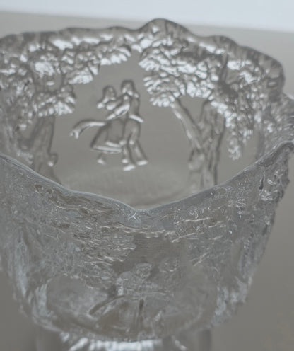 Kosta glass etched footed bowl