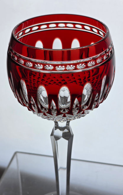 2 Signed Waterford cut to clear clarendon tall hock wine Hand cut