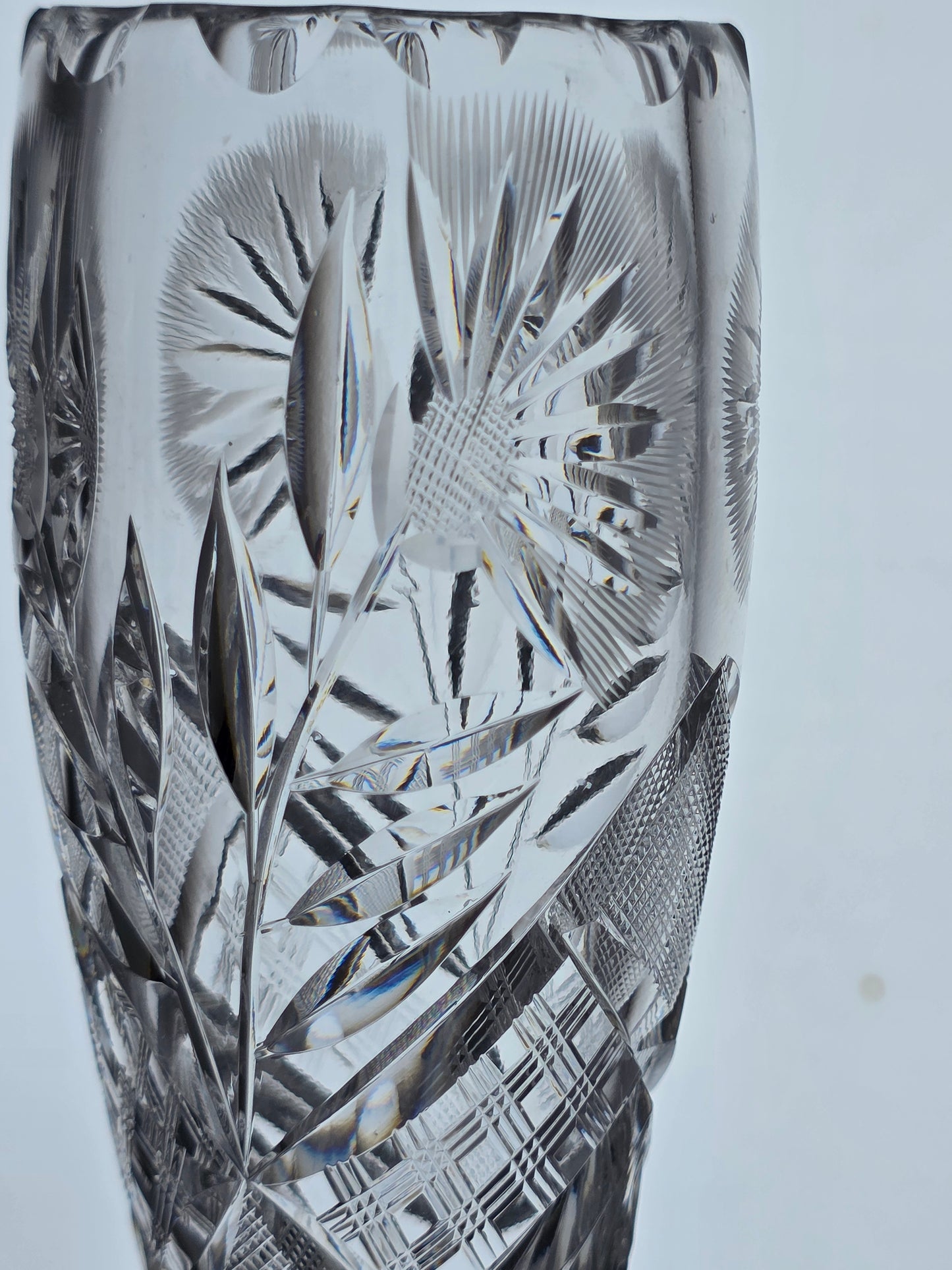 American Brilliant Period Cut Glass vase floral