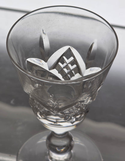 4 Signed Hand Cut Glass Liquor Glengarry Cambridge Stuart