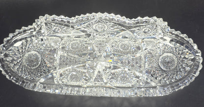 ABP cut glass oval Celery Dish American brilliant period pa12
