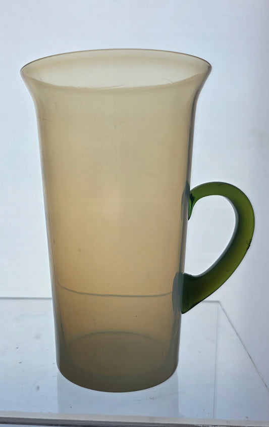 2 Fry oval opalescent lemonade glass mugs with jade handle
