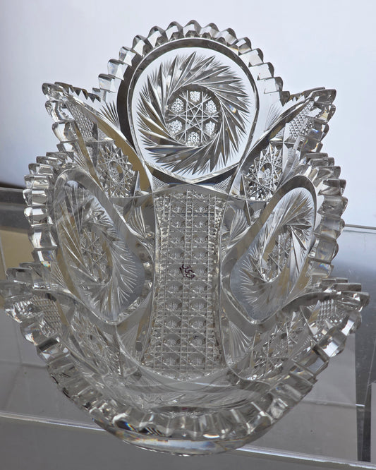 ABP cut glass oval bowl American brilliant period pa5