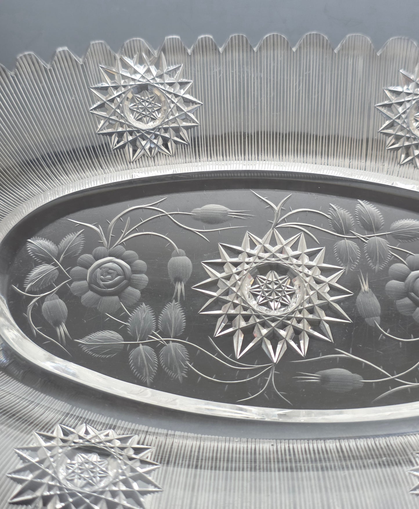 ABP Cut glass oblong shape silver tread dish bob68