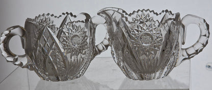 ABP cut glass sugar and creamer American brilliant period pa14