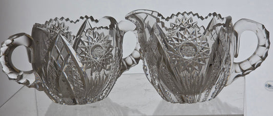 ABP cut glass sugar and creamer American brilliant period pa14