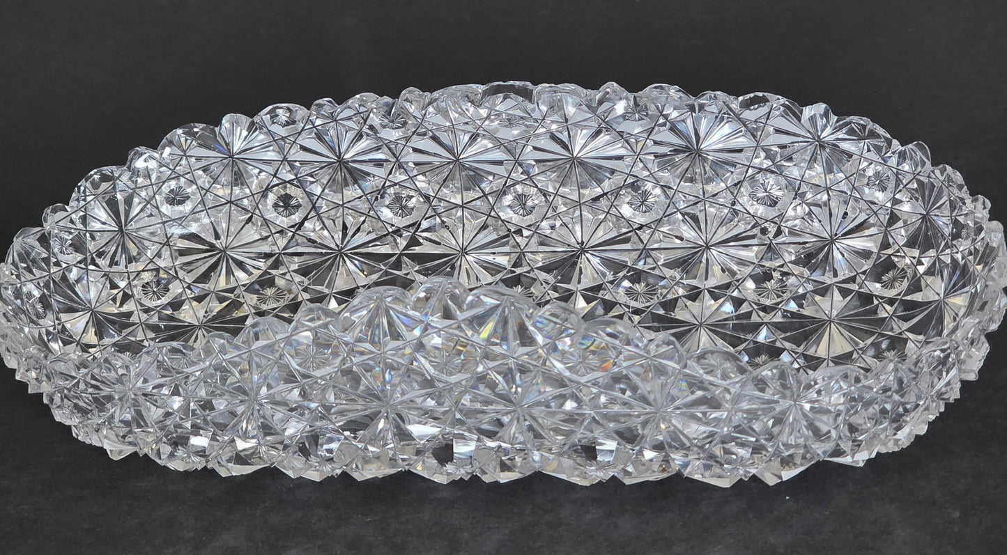 ABP Cut glass folded shape dish Russian pattern bob20